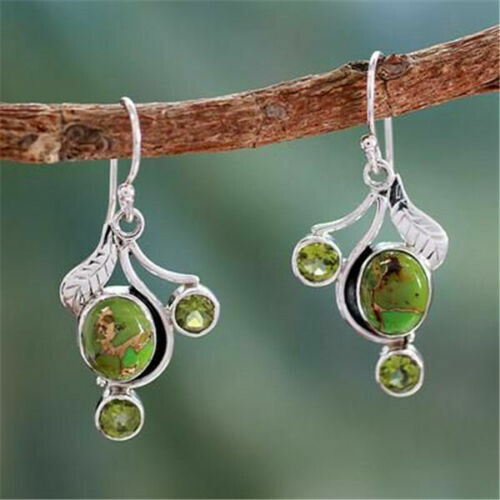 Best Leaves Damen 925 Silber Türkis Ohr Haken Hänkeln Hochzeit Schmuck Ohrringe - Bild 4 von 6