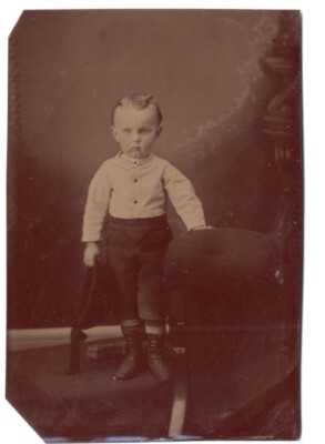 1860s-1870s Toddler Cheek Tint Hair Swoop Ankle Boots 1/6 Plate Tintype