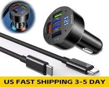 100W Fast Car Charger 5 Port Adapter For iPhone 16e 16 15 14 Pro Max X Data SYNC