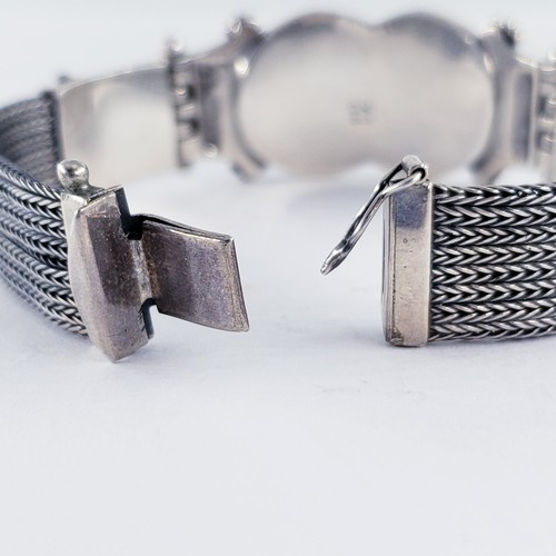Bracciale Vintage Argento Sterling Edoardiano 7" Granato Antico Floreale Vittoriano - Foto 9 di 13