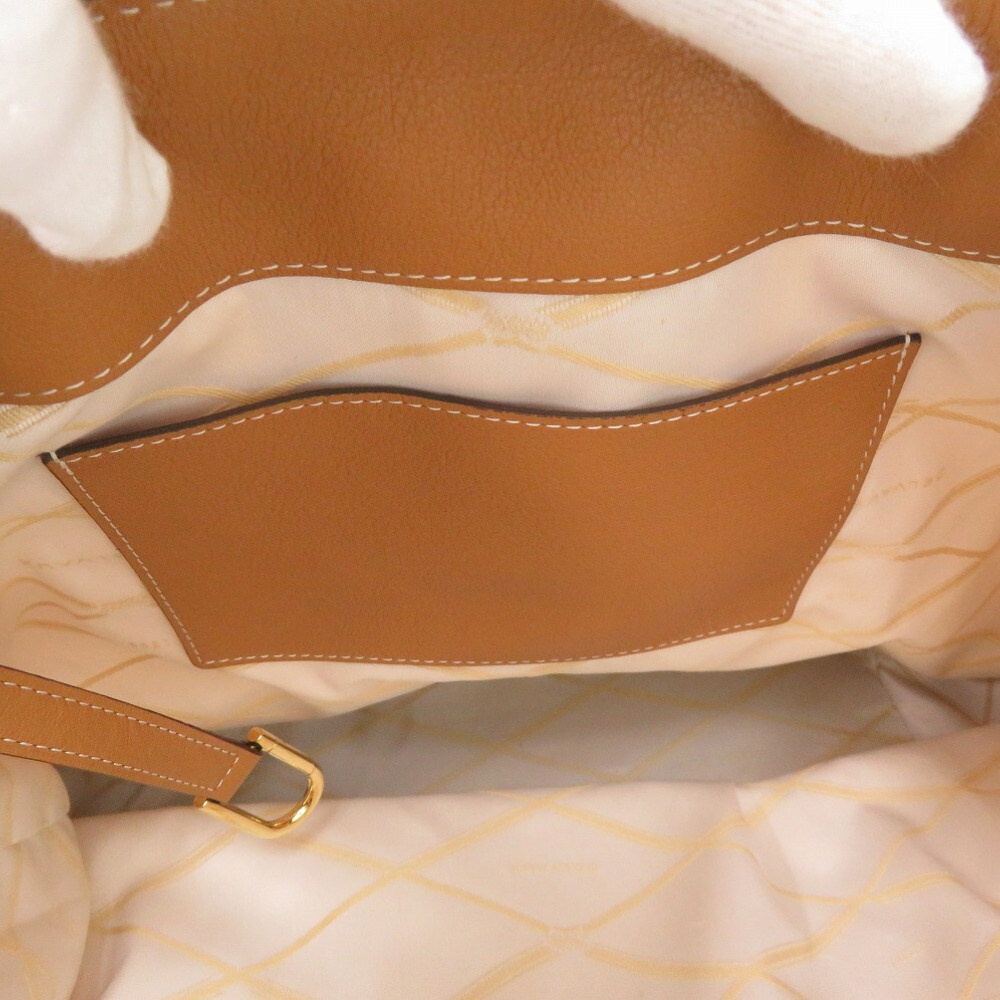 Delvaux Every D Tote Bag Leather Cotton Canvas Brown Beige Delvaux Every D Tote Bag Leather Cotton Canvas Brown Beige