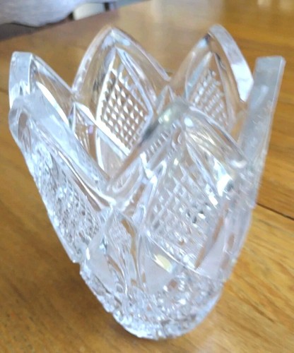 Vintage Czech Bohemian Cut to Clear Crystal Tulip Vase 6" - Picture 2 of 4