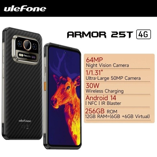 Ulefone 6.78 inch Armor 25T Thermal Imaging 4G Rugged Smartphone 12GB+256GB NFC - 第 1/24 張圖片