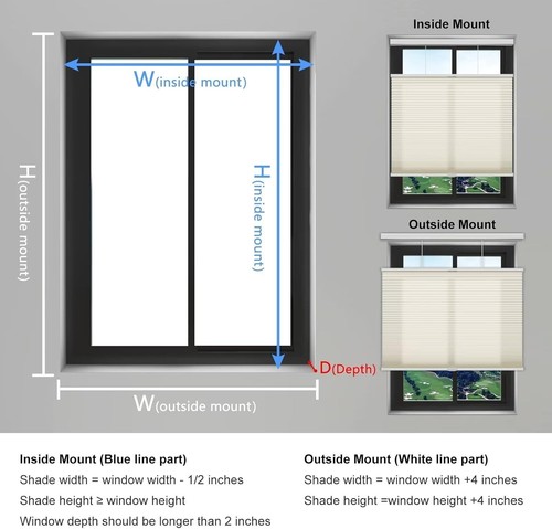 Semi-Sheer Top Down Bottom Up Cellular Shades - 34x72 Cordless Window Treatment - 第 10/11 張圖片