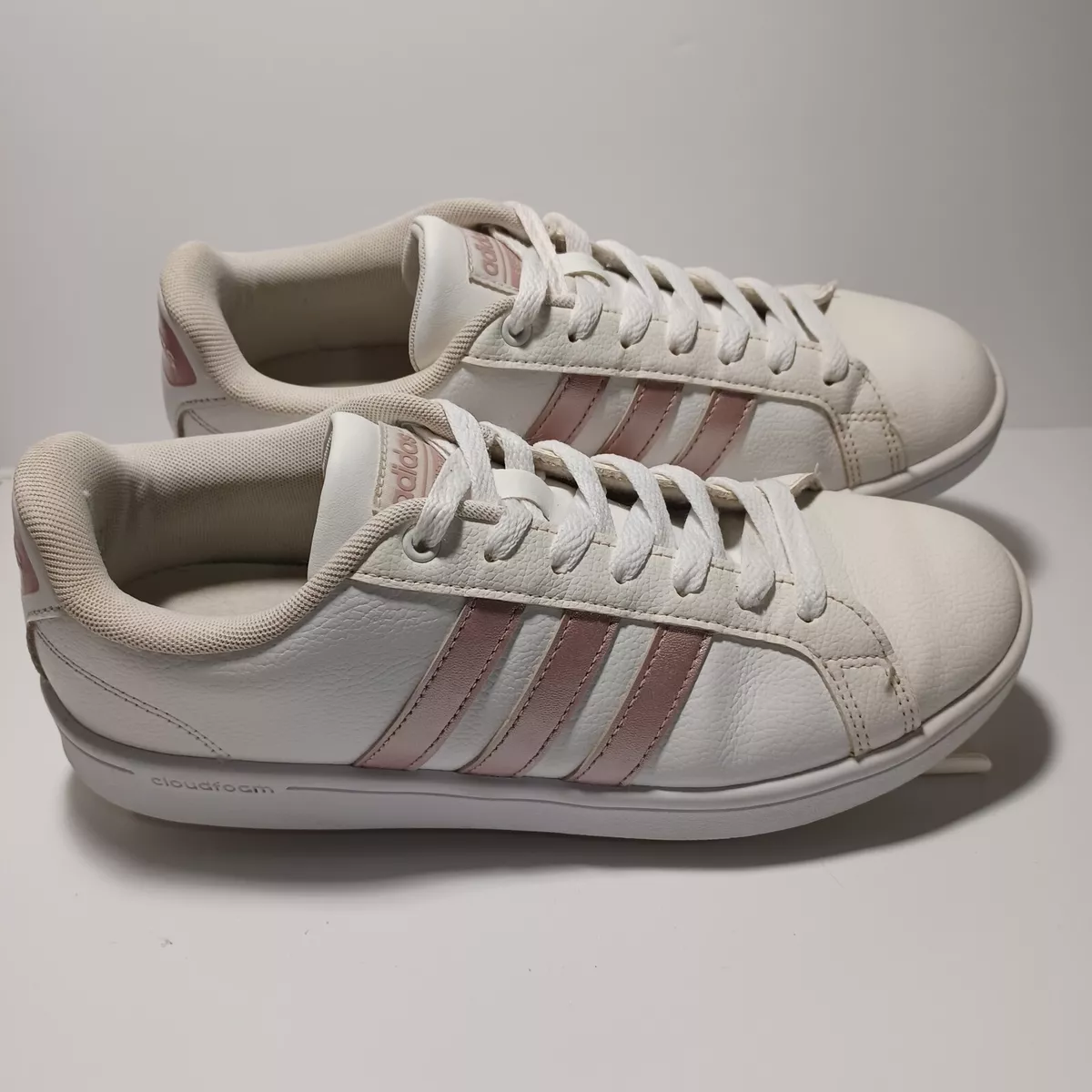 Recitar escribir fertilizante Adidas Ortholite Float Cloudfoam Leather Sneakers Rose Gold Stripes Sz 9  Women | eBay