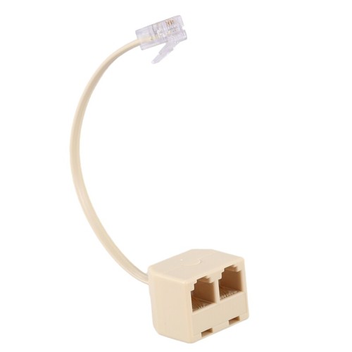 RJ11 6P4C 2 Way Outlet Telephone Jack Line Splitter Adapter Beige J7P1P1 - Zdjęcie 6 z 8
