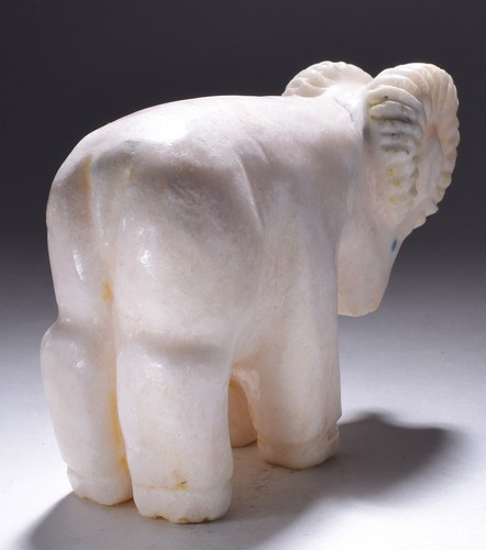 Large Alabaster Big Horn Sheep Fetish carving by Andre Quandelacy 4D02O - Picture 8 of 12