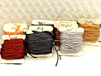 Lot of 10 DMC Cross Stitch Floss Carded#400,402x2,413x2,414,415,420x2,422