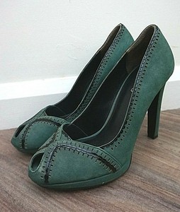 green suede heels uk