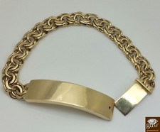 Real Solid 10k Gold Chino Link ID Bracelet Box Lock 8.5" 13mm ID Rope Cuban