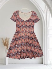 Forever 21 Paisley Print Fit & Flare Mini Dress Size Small Stretch Boho Chic