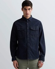 Image of Replay Rinsed Wash Denim Shirt - Dark Blue