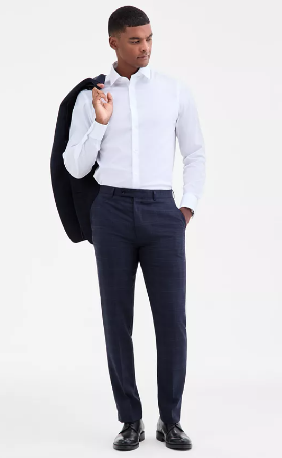 Calvin Klein Mens Slim-Fit Wool-Blend Suit Blue 33x32