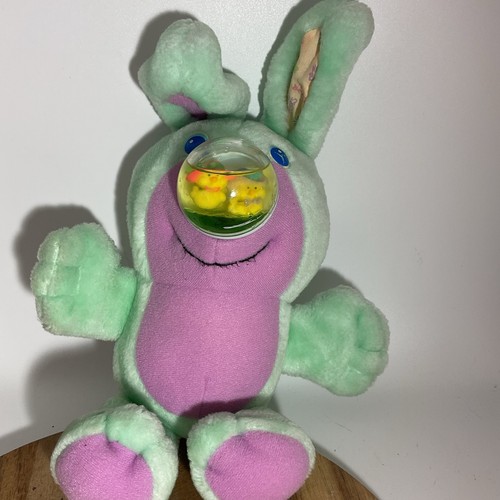 Playskool Nosy Bear Bunny peluche verde come nuovo 1989 anatre nel naso