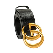 Gucci Black 100 Leather GG Marmont Wide Belt US 34 IT 85