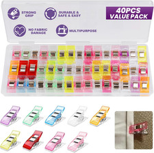 40PCS Sewing Clips with Storage Box   Strong Grip, No Pin Marks, Multi-Colored Q