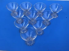10 VTG Berwick-Anchor Hocking Candlewick Footed-Beaded Sherbet/Champagne Glasses