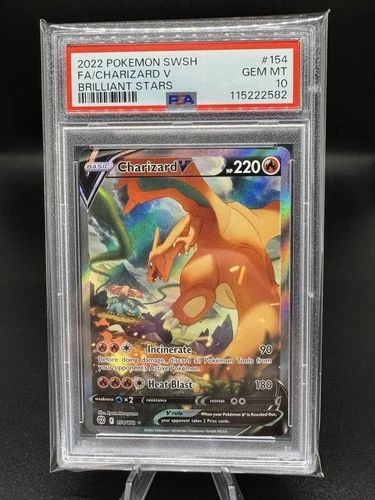 2022 POKEMON SWORD & SHIELD BRILLIANT STARS #154 FULL ART/CHARIZARD V PSA 10