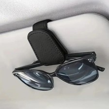 Magnetic Leather Sunglasses Holder Clip Car Sun Visor Ticket Holder