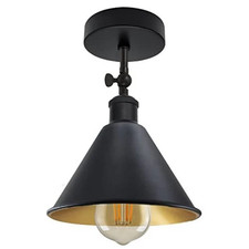 Modern Industrial Semi Flush Ceiling Light Black Metal Shade E27 Hallway Kitchen