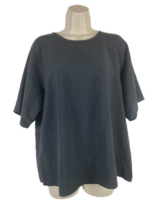 Primark Damen Top Gr. 10 Locker Sitz Rundhals Kurzarm Schwarz 