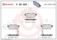 Brembo P 28 025 Bremsbelagsatz, Scheibenbremse For Acura Honda Honda (Gac) Mazda