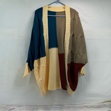 Colorblock Open Front L woman Cardigan Sweater cottagecore cozy