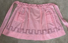 Vintage Cross-stitched Embroidered PINK Gingham Handmade Apron