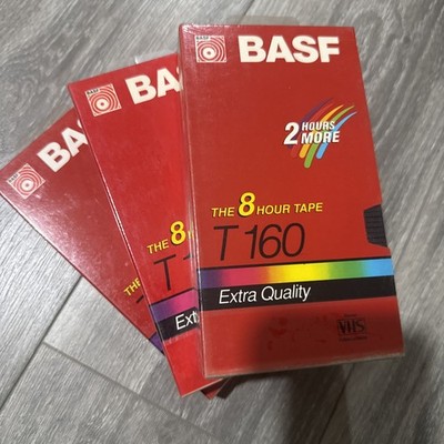 (3) Sealed NOS BASF Extra Quality T 160 8 Hour Blank VHS Video Tapes
