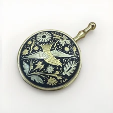 Vtg Spanish Toledo Damascene 24k Gold Inlaid Portable  Ashtray 2.5”x1.5”x0.5”