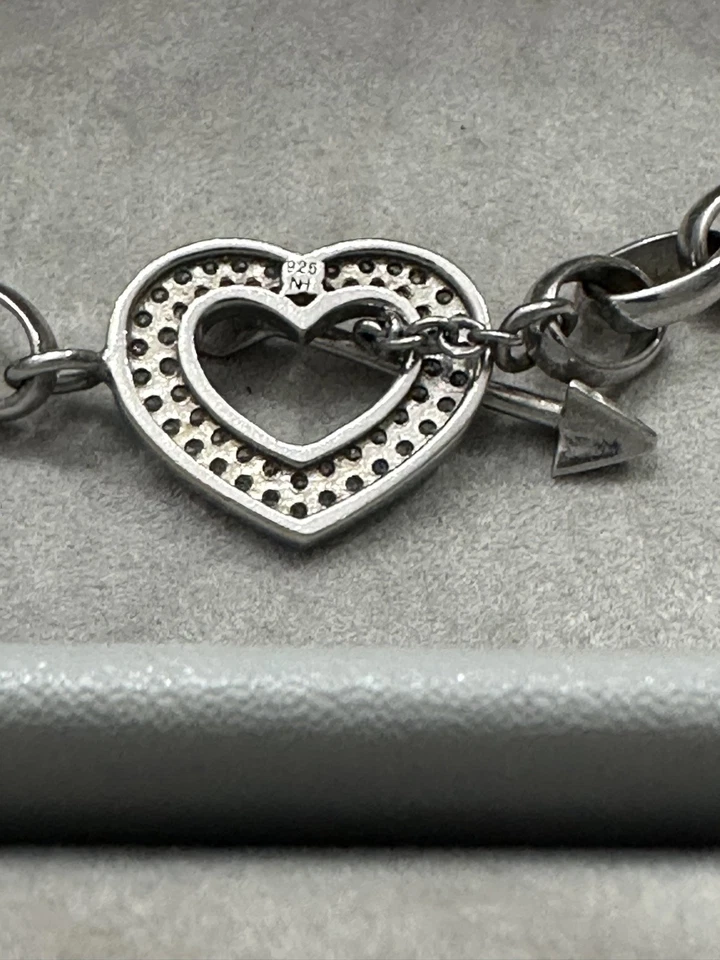 Brazalete de palanca raro vintage Michael Valitutti NH esterlina 925 corazón flecha circonita cúbica  Foto 2 de 3