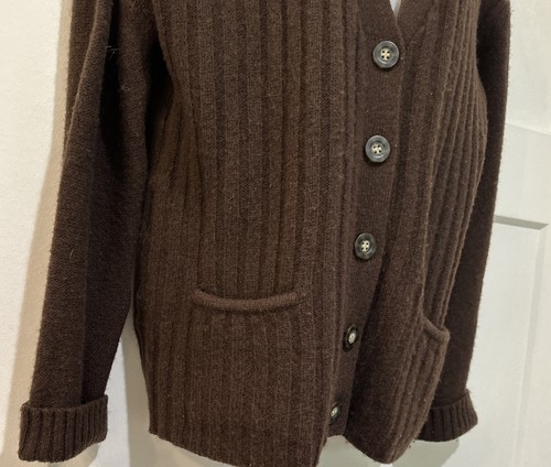 Vtg Field Gear BROWN Shetland 100% Wool Button Cardigan Sweater sz M - Picture 3 of 7