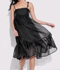 NEW Wild Fable Women's Organza Midi Babydoll Dress Black Size XXL