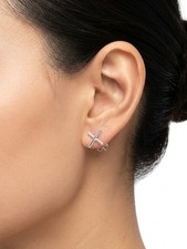 Minimalist Crossed-Bar Stud Earrings in Fine Sterling Silver (925 stamped)