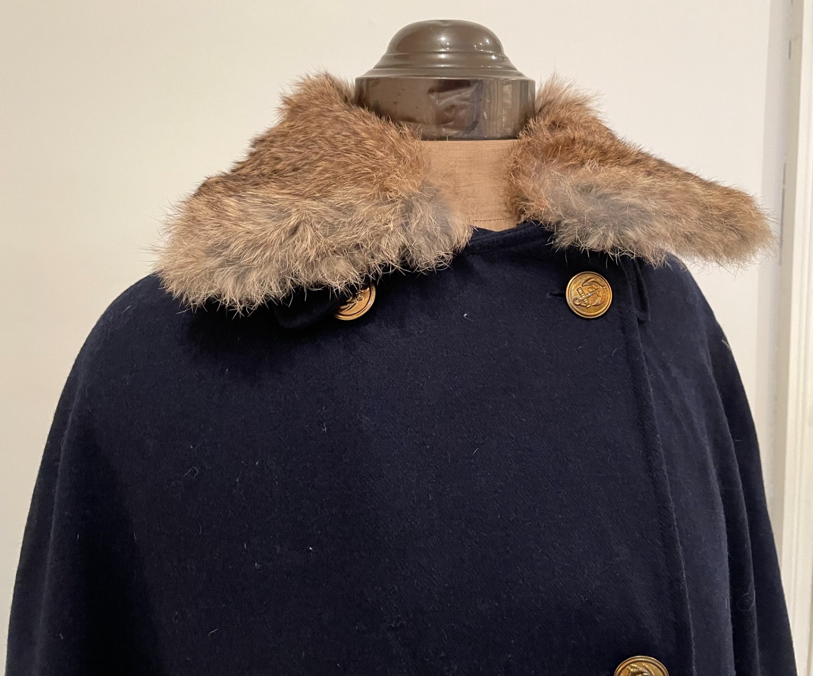 ZARA BASIC Navy Blue Wool Double Breasted Cape w/… - image 4