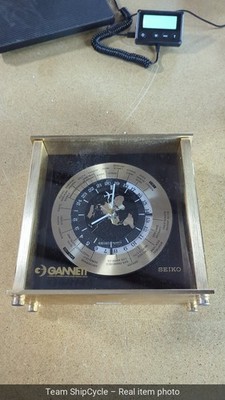 Vintage Brass GMT World Clock DeskMantel Seiko  QQZ885A G2U