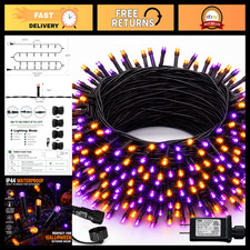 DAZZLE BRIGHT Halloween 300 LED String Lights, 100FT String Lights with 8 Lighti