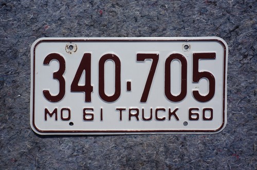 1961 Missouri TRUCK License Plate - Nice Original
