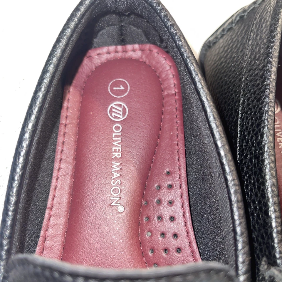 Oliver Mason Youth Kids Size 1 Black Patent Leather Oxford Dress Shoes - Image 2 of 4