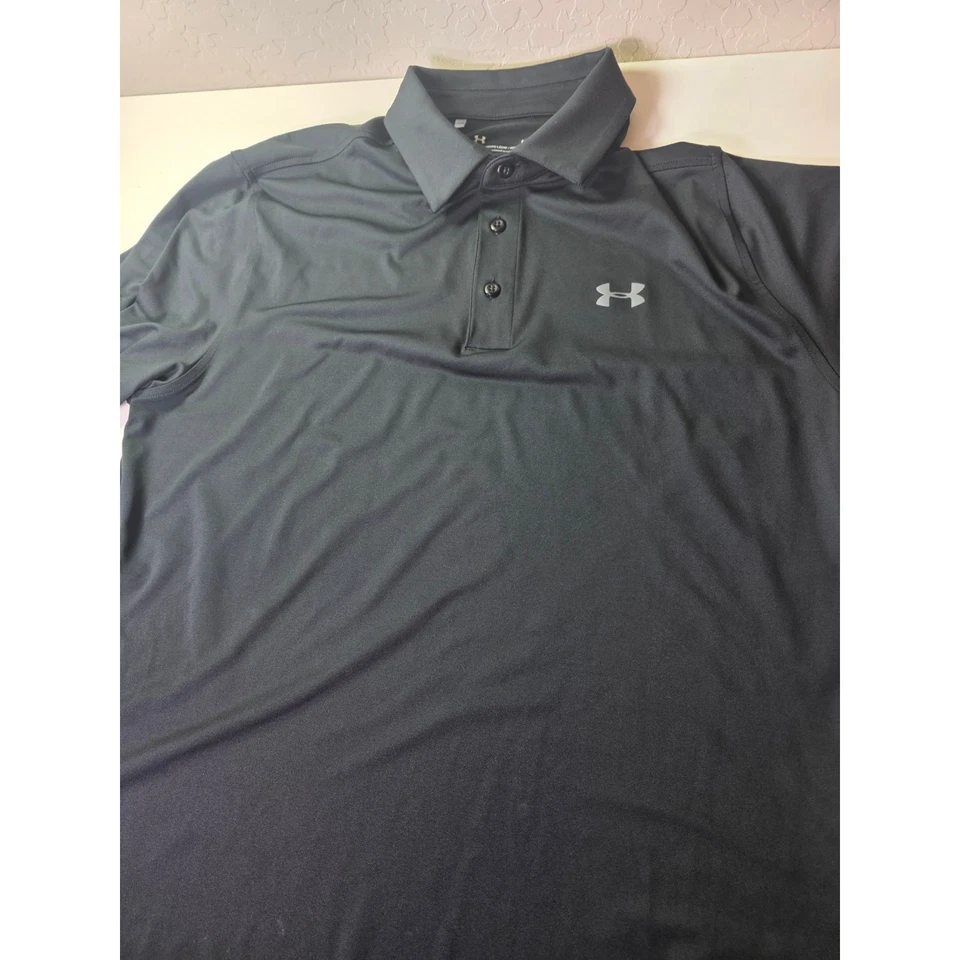 Polo de golf deportivo activo manga larga Under Armour negro rendimiento playoff talla L Foto 3 de 4