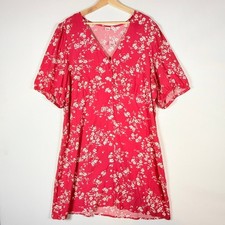 NEW Gap XXL Mini Dress Pink Womens Floral Puff Sleeve Cottagecore Boho Picnic