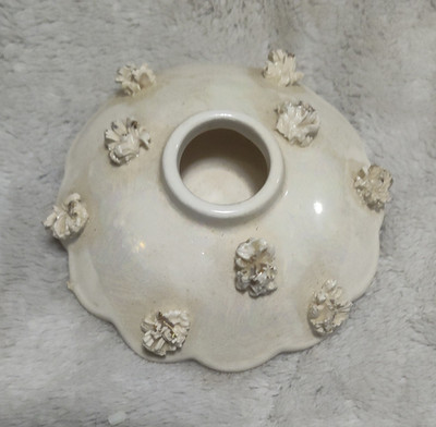 Holt Howard 1958 Floral White Glossy Ceramic Taper Candle Holder 6in
