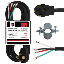 4 Prong Dryer Cord, 10 ft 10/4 SRDT, 30Amp Appliance Extension Power Cord, NE...