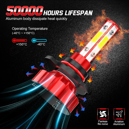 LED Headlights + Fog Light 6x Bulbs for 2003 2004 2005 2006 GMC Sierra 1500 3500 - Foto 4 di 15
