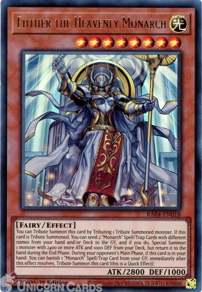 RA04-EN018 Ehther the Heavenly Monarch : Ultra Rare 1st Edition Mint YuGiOh Card