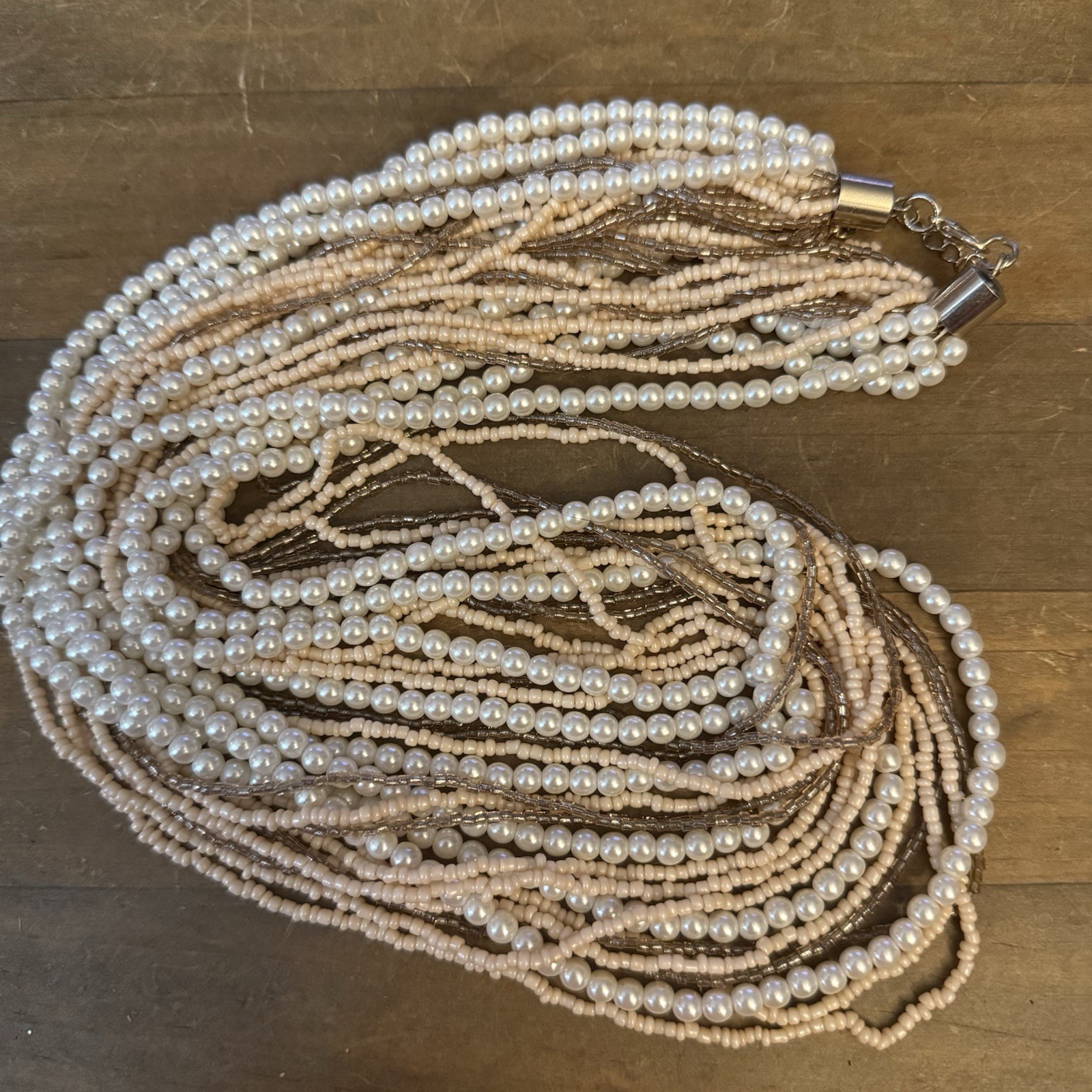 Long elegant layered multi strand mixed bead and … - image 2