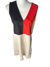 Zara micro-suede Mini Dress Color-Block Woman's size Large Party Vacation