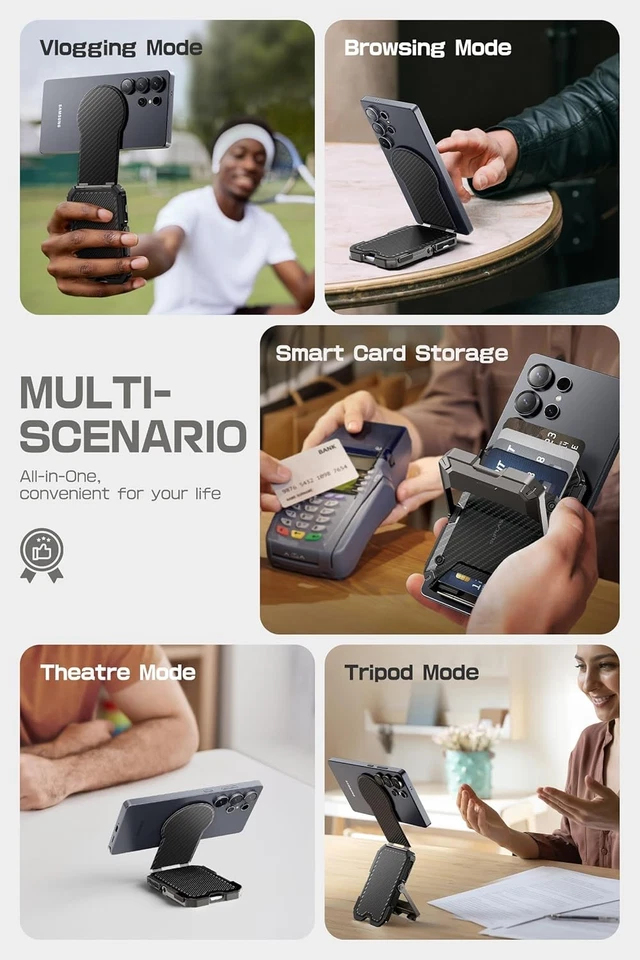 SUPCASE for MagSafe Wallet Magnetic Stand Phone Card Holder Tripod for GalaxyS25 - Image 3 of 4