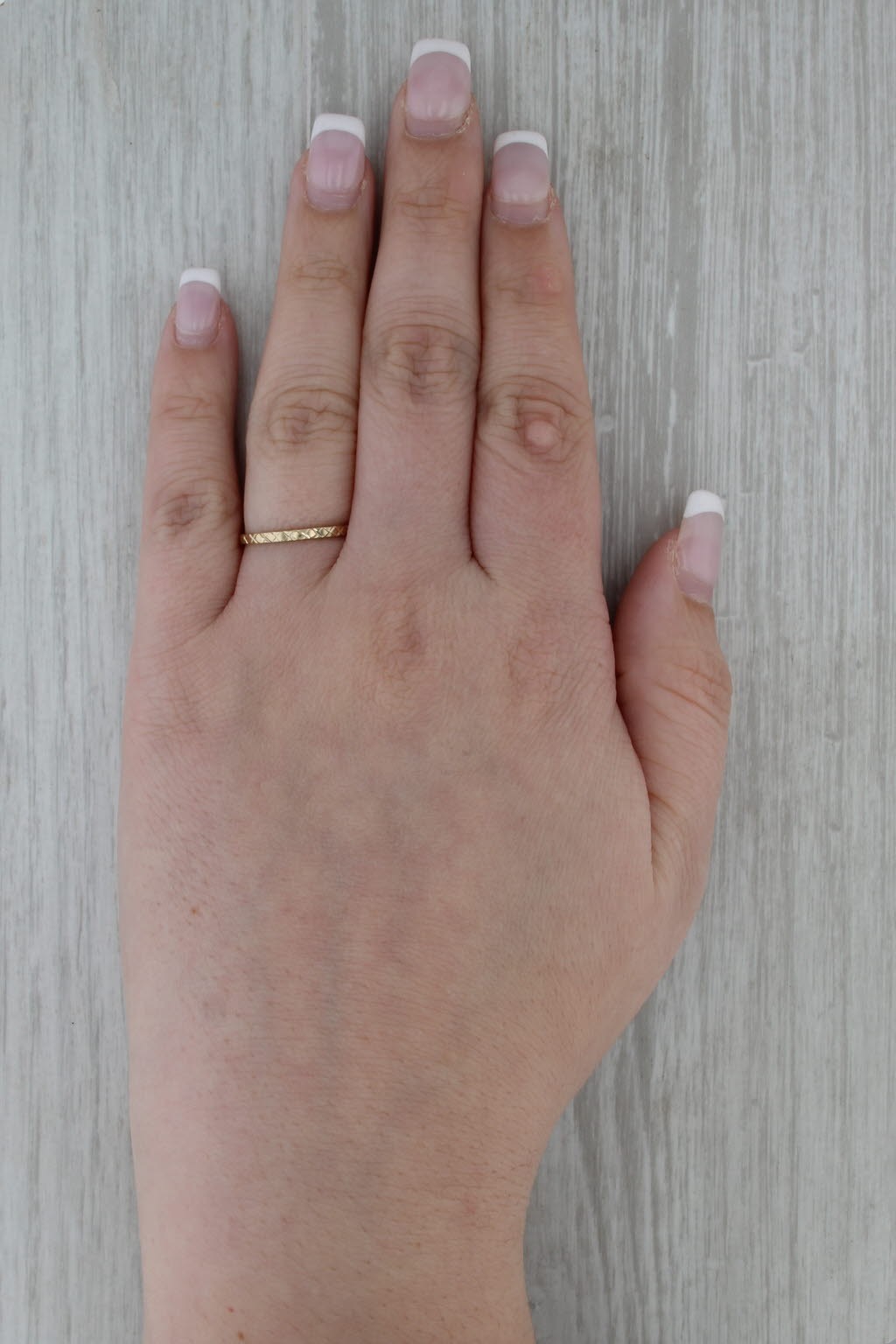 Crosshatch Pattern Stackable Ring 14k Yellow Gold… - image 8