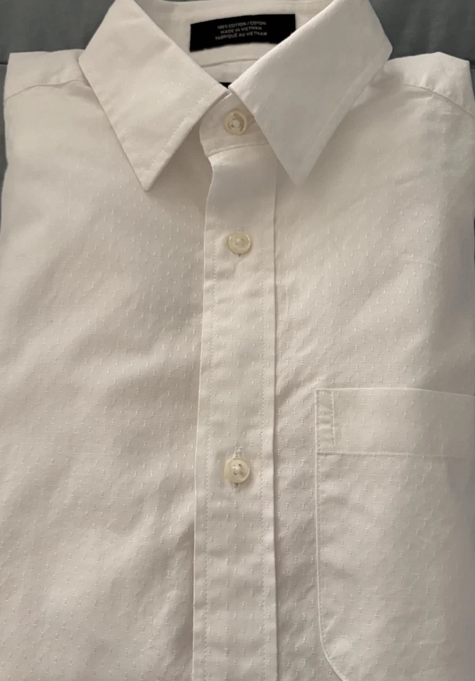 Camisa de vestir Nordstrom niños niños blanca con botones manga larga, talla 10 Foto 4 de 4